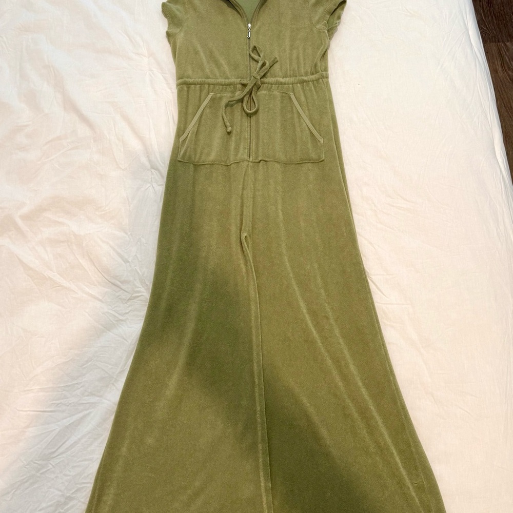 Olive Green Maxi Dress with Zipper